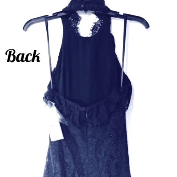 Nanette Lepore Womens Blue Lace Halter Neck Midi Cocktail Party Dress Sz 6 NWT - Picture 7 of 10